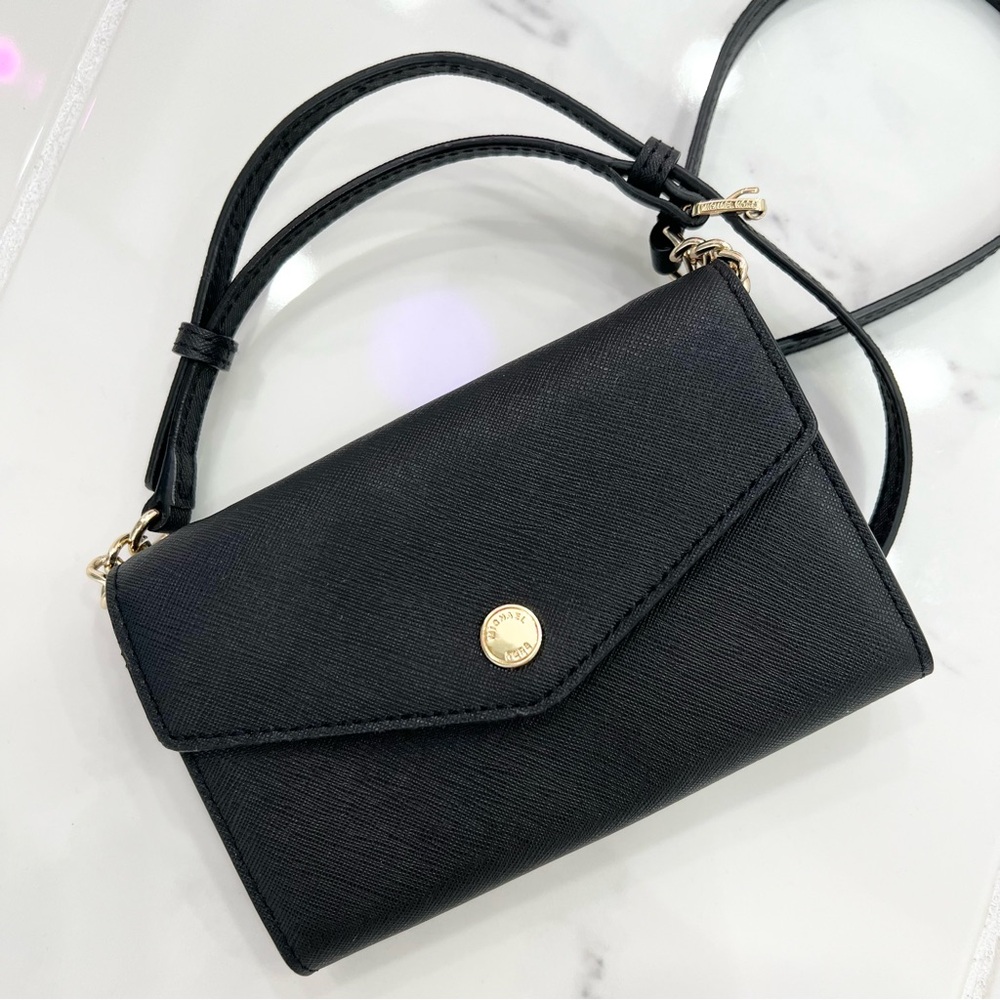 MICHAEL KORS - JET SET TRAVEL CHAIN WALLET CROSSBODY - BLACK